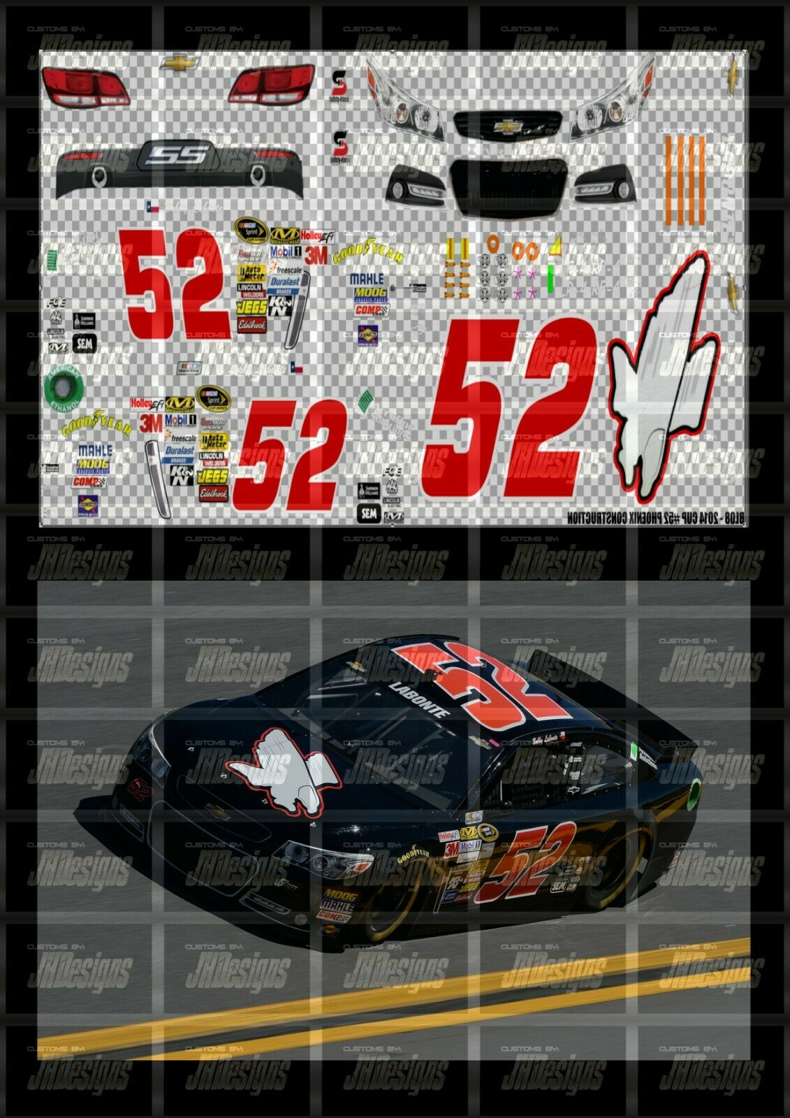 NASCAR 1/24 DECALS BL06 BOBBY LABONTE 2014 CUP #33 THUNDER COAL CHEVROLET SS 